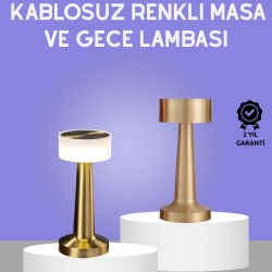 Mey İthalat® Touch Gece Lambası – Dokunmatik Kontrol, Kablosuz Kullanım, Metal Gövde