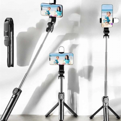 Mey İthalat® Tripod Kablosuz Bluetooth Bağlantılı Selfie Çubuğu 360 Derece Dönebilen