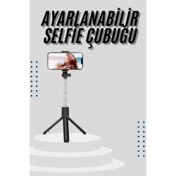Mey İthalat® Tripod Selfie Çubuğu Bluetooth Kumandalı Kablosuz Led Işıklı