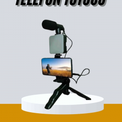 Mey İthalat® Tripod Telefon Tutucu Kumandalı Mikrofon Led Işık Vlog Video Kayıt