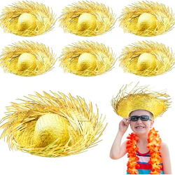 Mey İthalat® Tropikal Parti Sarı Hasır Hawaii Şapkası 13x36 cm