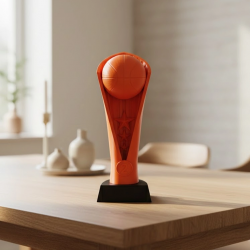 Mey İthalat® Turuncu Kupa 23cm Basketbol Temalı Dekoratif Ödül Biblosu