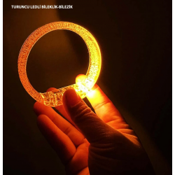 Mey İthalat® Turuncu Led Işıklı Baskı Yapılabilen Pilli Bileklik Bilezik 1,5 cm Genişlik