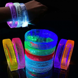 Mey İthalat® Turuncu Led Işıklı Baskı Yapılabilen Pilli Bileklik Bilezik 1,5 cm Genişlik