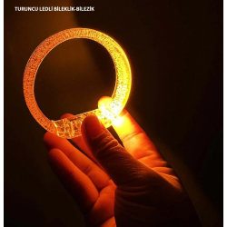 Mey İthalat® Turuncu Led Işıklı Baskı Yapılabilen Pilli Bileklik Bilezik 1,5 cm Genişlik