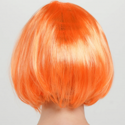 Mey İthalat® Turuncu Renk Küt Parti Peruğu Kısa Takma Saç