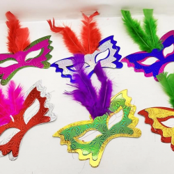 Mey İthalat® Tüylü Kağıt Parti Venedik Balo After Maskesi 6 Adet