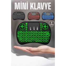 Mey İthalat® TV Uyumlu Mini Klavye Q Klavye Işıklı Tüm Cihazlara Uyumlu