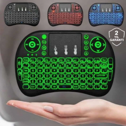 Mey İthalat® TV Uyumlu Mini Klavye Q Klavye Işıklı Tüm Cihazlara Uyumlu