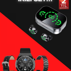 Mey İthalat® TWS Bluetooth Kulaklık ve Akıllı Saat Uyku Takibi Nabız Ölçer Uzun Pil Ömrü