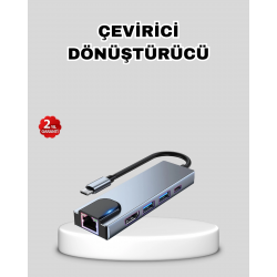 Mey İthalat® Type-C Çoklu Dönüştürücü – Alüminyum Gövde, Hızlı Veri Aktarımı ve Şarj Desteği