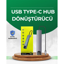 Mey İthalat® Type‑C Dönüştürücü – 2×USB3.0, SD/MS, 4K HDMI & RJ45 ile Profesyonel Kullanım