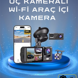 Mey İthalat® Üç Kameralı 1080p Full HD Araç İçi Kamera – G-Sensörlü ve Gece Görüşlü