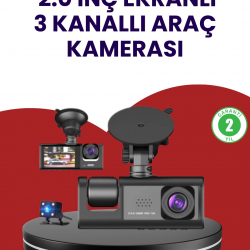 Mey İthalat® Üç Kameralı Araç Kamerası | Full HD 1080P Ön + HD İç/Arka
