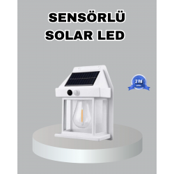 Mey İthalat® Üç Modlu Güneş Enerjili Duvar Lambası 1800mAh Bataryalı ve Hareket Sensörlü