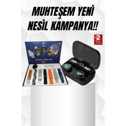 Mey İthalat® Ucuz Kaliteli Yeni Nesil 7 Kordonlu Akıllı Saat ve Kablosuz Bluetooth Kulaklık ANC Özelliği