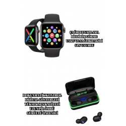 Mey İthalat® Ucuz ve Kaliteli Kulaklıklı Saat Seti Bluetooth Bağlantılı Akıllı Saat ve Kulaklık