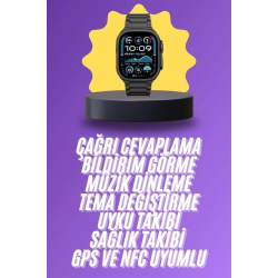 Mey İthalat® Ultra 3 Kordonlu Amoled Ekran Akıllı Saat Çok Fonksiyonlu Uyku ve Sağlık Takibi