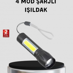 Mey İthalat® Ultra Dayanıklı 4 Mod Şarjlı Işıldak | Suya ve Darbeye Dayanıklı | 100.000 Saat LED Ömrü