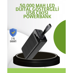 Mey İthalat® Ultra Güçlü 50.000 mAh Powerbank – LED Ekranlı, Çoklu Bağlantı Seçenekli, Akıllı Koruma Sistemli Şarj Ünitesi