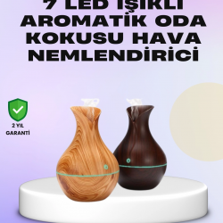 Mey İthalat® Ultrasonik Ahşap Desenli 130ml Aromaterapi Difüzör ve Hava Nemlendirici