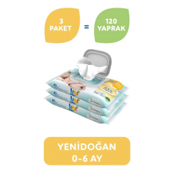 Mey İthalat®   Yenidoğan Islak Havlu Mendil 3Lü 120 Yaprak
