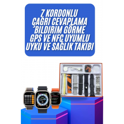 Mey İthalat® Unısex 7 Kordonlu Çok Fonksiyonlu Nabız Ölçer Uyku ve Sağlık Takibi