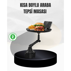 Mey İthalat® Universal Araç İçi Bardaklık Tepsisi 9 İnç Yemek Alanı ve Telefon Standlı