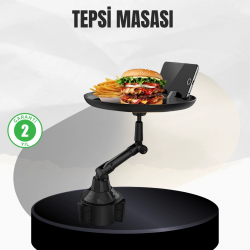 Mey İthalat® Universal Araç İçi Bardaklık Tepsisi 9 İnç Yemek Alanı ve Telefon Standlı