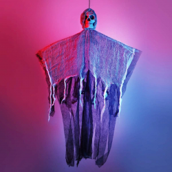 Mey İthalat® Ürpertici Kuru Kafa Korku Hayalet Saçaklı Dekor 90x50 cm