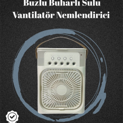 Mey İthalat® USB Bağlantılı 3'ü 1 Arada Nemlendirici Mini Klima Fan | 7 Renk Işıklı