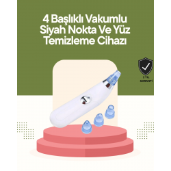 Mey İthalat® USB Destekli 4 Başlıklı Siyah Nokta Vakum Cihazı – Gözenek Temizleyici ve Cilt Yenileyici Bakım Aleti