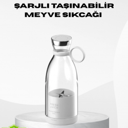 Mey İthalat® USB Şarjlı Kablosuz Blender – Taşınabilir, Kompakt ve Çevre Dostu Meyve Sıkıcı
