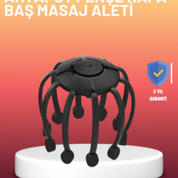 Mey İthalat® USB Şarjlı Kafa Masaj Aleti 3 Modlu 8 Başlıklı Stres Giderici