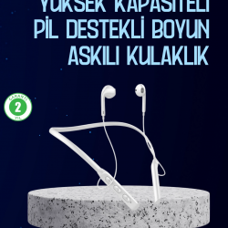 Mey İthalat® USB Şarjlı Uzun Ömürlü Boyun Askılı Bluetooth Kulaklık
