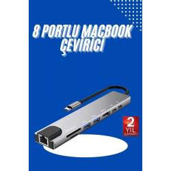 Mey İthalat® Usb Type-c Hub Dönüştürücü Çevirici Çoklayıcı Macbook Çevirici 8 Portlu