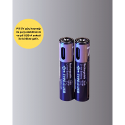 Mey İthalat® USB Type-C Şarjlı AAA Lityum Pil | 1.5V Sabit Voltaj, 1000+ Şarj Döngüsü ile Uzun Ömür