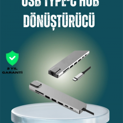 Mey İthalat® USB‑C Çoklu Bağlantı Merkezi – 5 Gbps, 100‑240 V, Sağlam Eloksal Tasarım