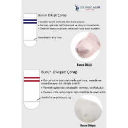 Mey İthalat® U.S.Polo Kız Bebek Çorap USB2208 Pudra Ekru Somon