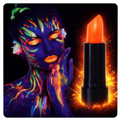 Mey İthalat® UV Neon Turuncu Ruj – Karanlıkta Parlayan Makyaj Boyası