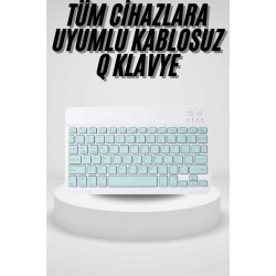 Mey İthalat® Uyumlu Kablosuz Bluetooth Şarj Edilebilir Mini Q Klavye