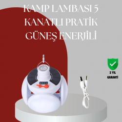 Mey İthalat® Uzaktan Kumandalı, 360 Derece Katlanabilir Solar LED Aydınlatma Çadır Lambası