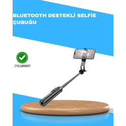 Mey İthalat® Uzaktan Kumandalı Bluetooth Selfie Çubuğu– Işıklı, 130 cm Ayarlanabilir