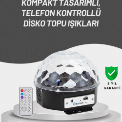 Mey İthalat® Uzaktan Kumandalı RGB LED Disko Topu Bluetooth Hoparlörlü
