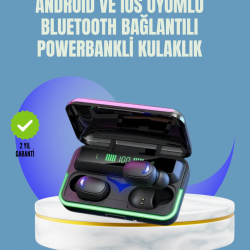 Mey İthalat® Uzun Pil Ömürlü E10 Powerbank Bluetooth Kulaklık LED Gösterge