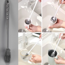 Mey İthalat® Uzun Saplı Silikon Biberon ve Kavanoz Yıkama Fırçası