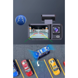 Mey İthalat® Ön ve Arka Kameralı 2 İnç 1080P Full HD DVR Araç İçi Ekran