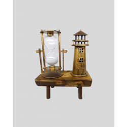 Mey İthalat® Vintage Kum Saati + Deniz Feneri Modeli – Ahşap Gövdeli Masa Üstü Dekor