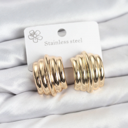 Mey İthalat® Vintage Model 316L Çelik Gold Renk Kadın Küpe