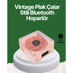 Mey İthalat® Vintage Tarz Bluetooth Hoparlör – Gece Işığı ve Zaman Göstergeli